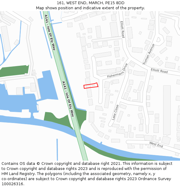 161, WEST END, MARCH, PE15 8DD: Location map and indicative extent of plot