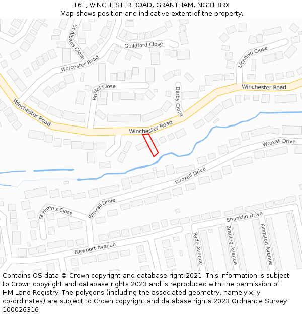 161, WINCHESTER ROAD, GRANTHAM, NG31 8RX: Location map and indicative extent of plot