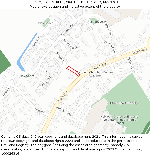 161C, HIGH STREET, CRANFIELD, BEDFORD, MK43 0JB: Location map and indicative extent of plot