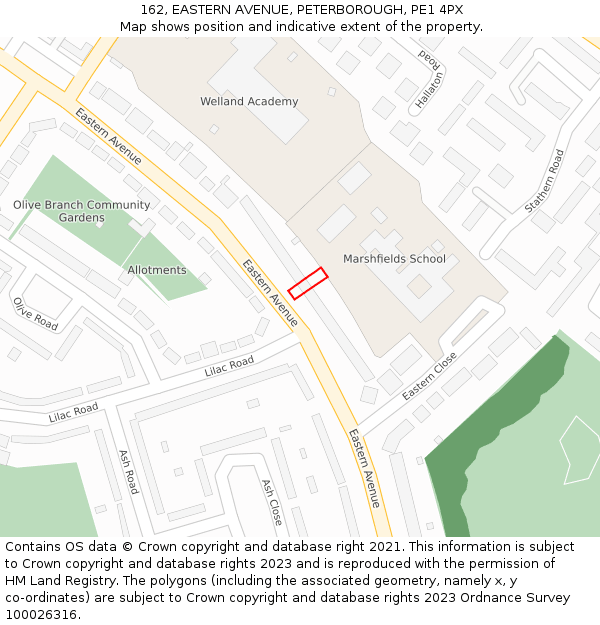 162, EASTERN AVENUE, PETERBOROUGH, PE1 4PX: Location map and indicative extent of plot