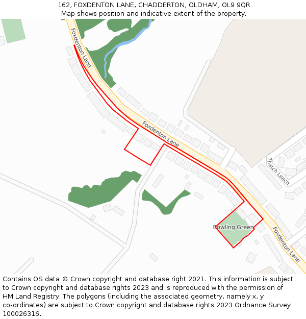 162, FOXDENTON LANE, CHADDERTON, OLDHAM, OL9 9QR: Location map and indicative extent of plot