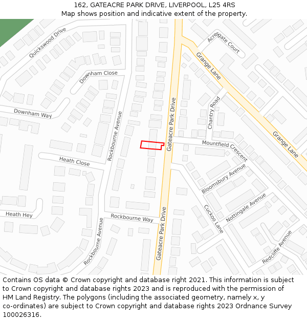 162, GATEACRE PARK DRIVE, LIVERPOOL, L25 4RS: Location map and indicative extent of plot