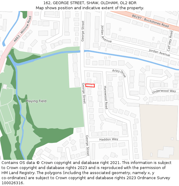 162, GEORGE STREET, SHAW, OLDHAM, OL2 8DR: Location map and indicative extent of plot