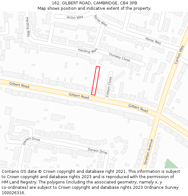 162, GILBERT ROAD, CAMBRIDGE, CB4 3PB: Location map and indicative extent of plot