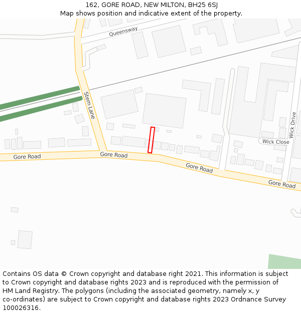 162, GORE ROAD, NEW MILTON, BH25 6SJ: Location map and indicative extent of plot