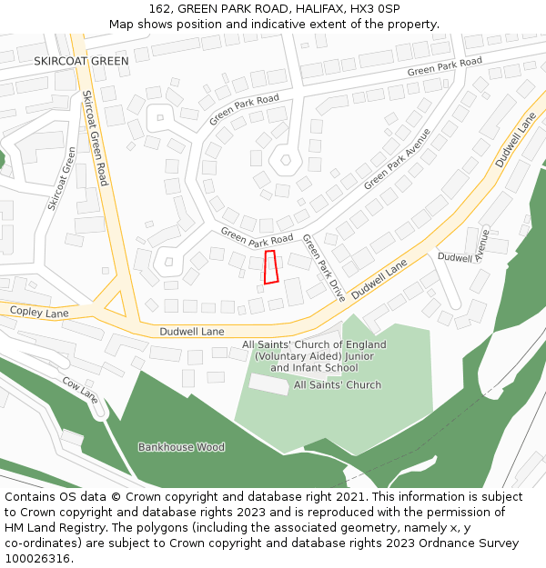 162, GREEN PARK ROAD, HALIFAX, HX3 0SP: Location map and indicative extent of plot