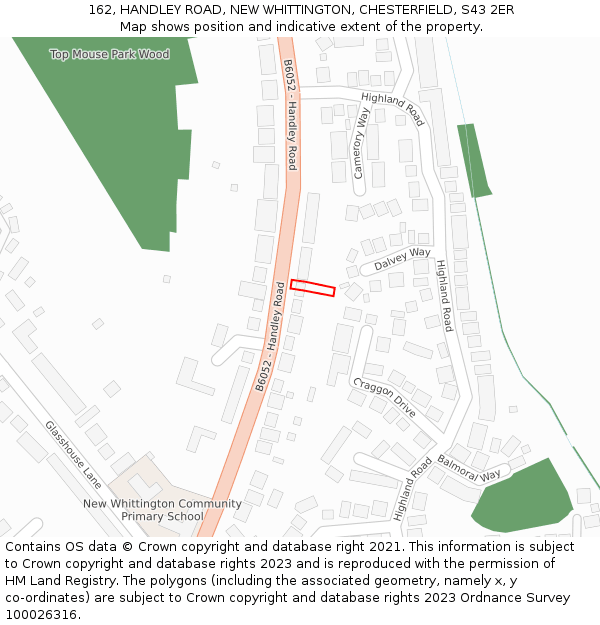 162, HANDLEY ROAD, NEW WHITTINGTON, CHESTERFIELD, S43 2ER: Location map and indicative extent of plot