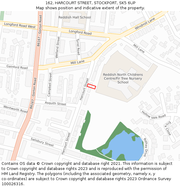 162, HARCOURT STREET, STOCKPORT, SK5 6UP: Location map and indicative extent of plot