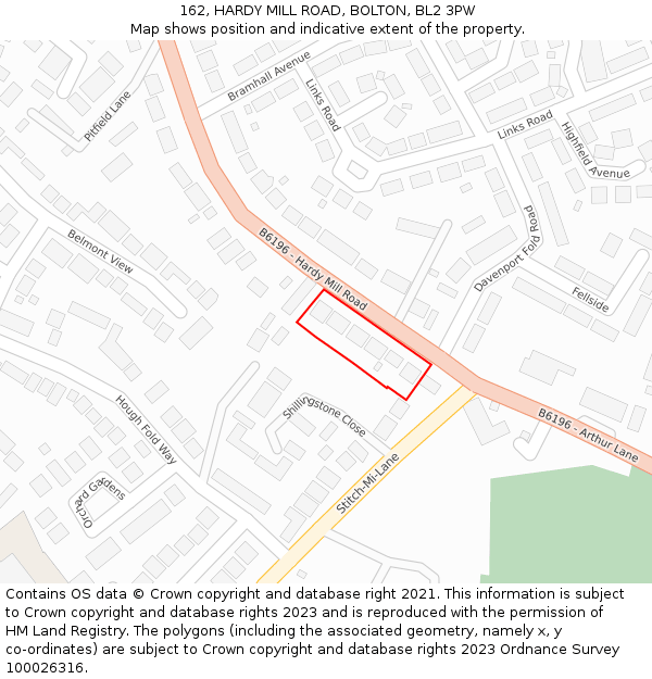 162, HARDY MILL ROAD, BOLTON, BL2 3PW: Location map and indicative extent of plot