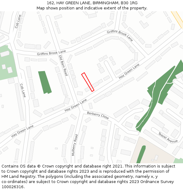 162, HAY GREEN LANE, BIRMINGHAM, B30 1RG: Location map and indicative extent of plot