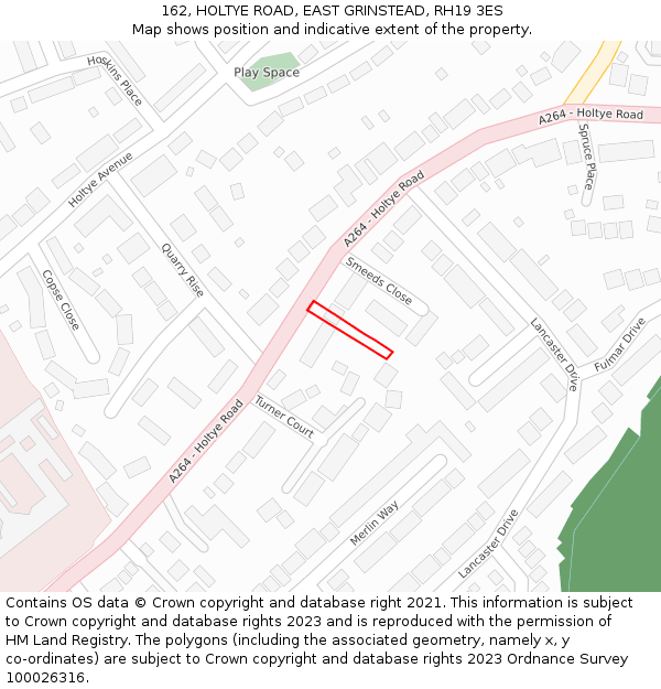 162, HOLTYE ROAD, EAST GRINSTEAD, RH19 3ES: Location map and indicative extent of plot