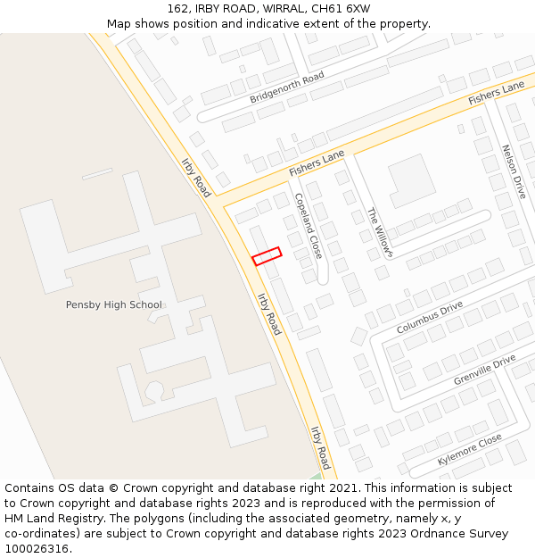 162, IRBY ROAD, WIRRAL, CH61 6XW: Location map and indicative extent of plot