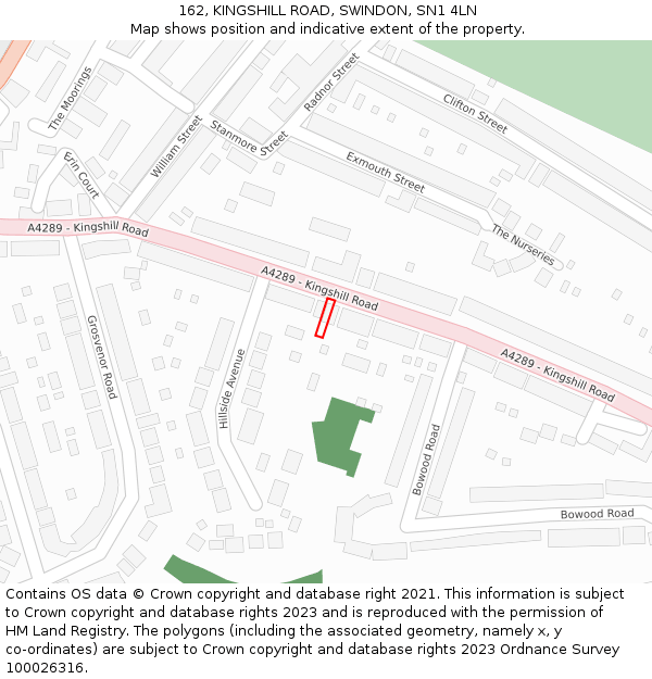 162, KINGSHILL ROAD, SWINDON, SN1 4LN: Location map and indicative extent of plot