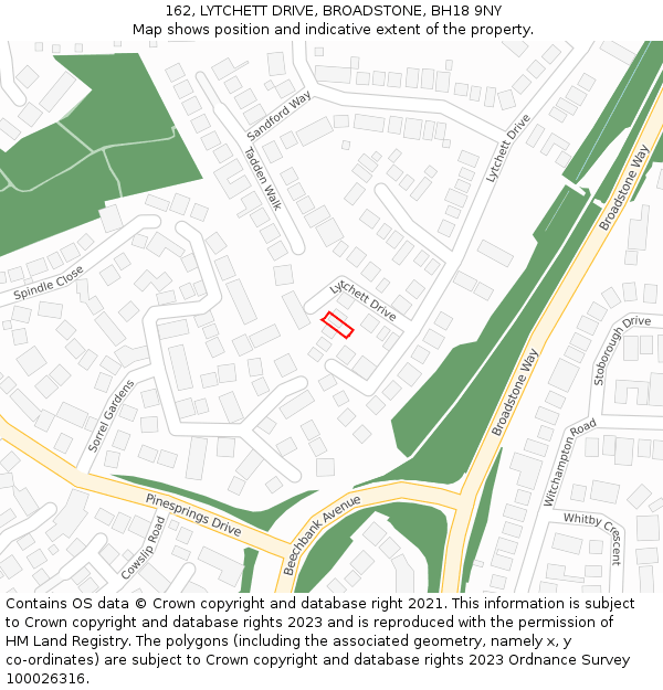 162, LYTCHETT DRIVE, BROADSTONE, BH18 9NY: Location map and indicative extent of plot