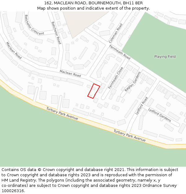 162, MACLEAN ROAD, BOURNEMOUTH, BH11 8ER: Location map and indicative extent of plot