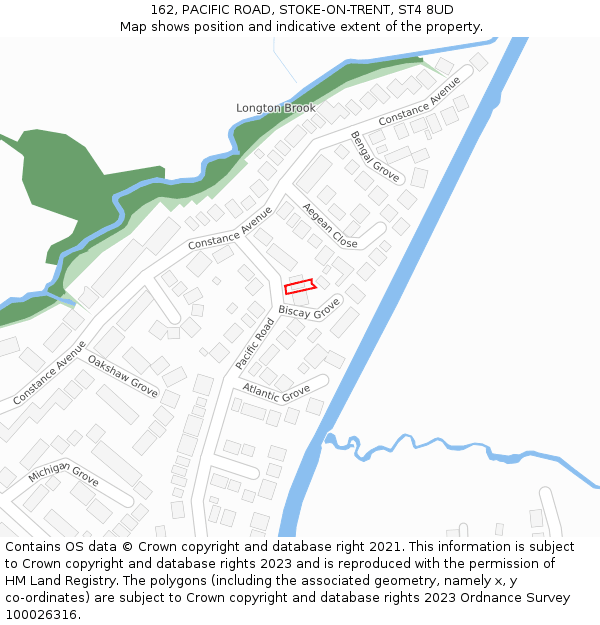 162, PACIFIC ROAD, STOKE-ON-TRENT, ST4 8UD: Location map and indicative extent of plot