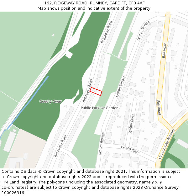 162, RIDGEWAY ROAD, RUMNEY, CARDIFF, CF3 4AF: Location map and indicative extent of plot