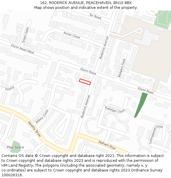 162, RODERICK AVENUE, PEACEHAVEN, BN10 8BX: Location map and indicative extent of plot