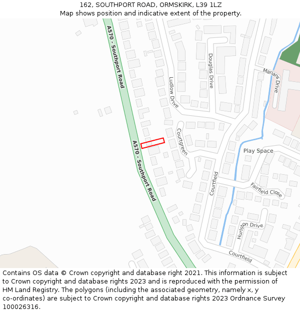 162, SOUTHPORT ROAD, ORMSKIRK, L39 1LZ: Location map and indicative extent of plot