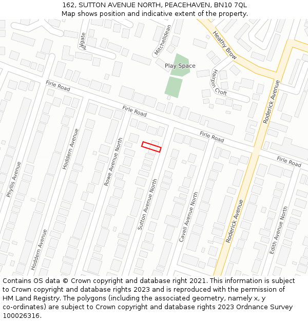 162, SUTTON AVENUE NORTH, PEACEHAVEN, BN10 7QL: Location map and indicative extent of plot