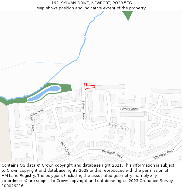 162, SYLVAN DRIVE, NEWPORT, PO30 5EG: Location map and indicative extent of plot