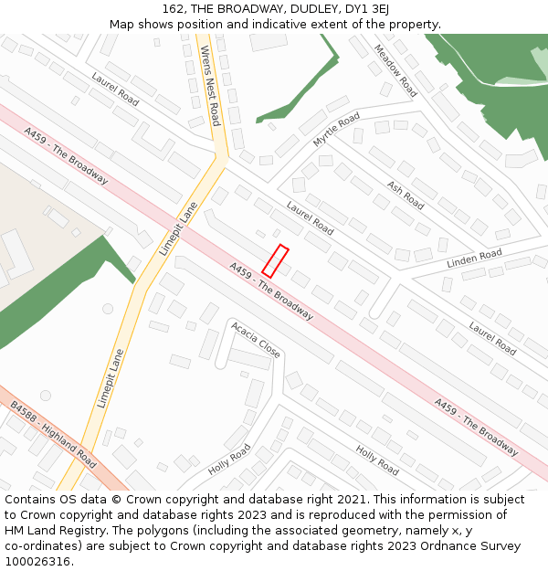 162, THE BROADWAY, DUDLEY, DY1 3EJ: Location map and indicative extent of plot