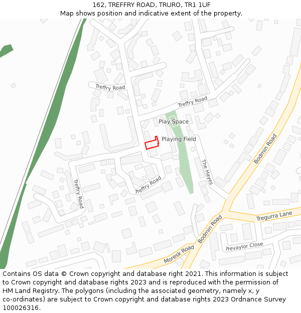 162, TREFFRY ROAD, TRURO, TR1 1UF: Location map and indicative extent of plot