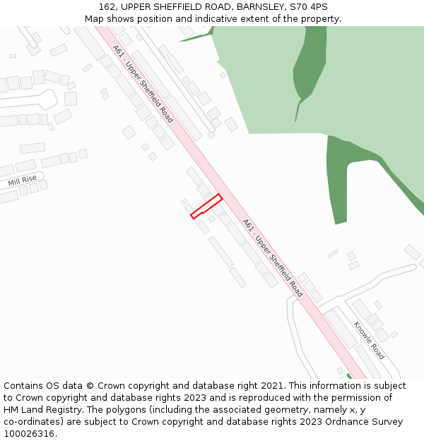 162, UPPER SHEFFIELD ROAD, BARNSLEY, S70 4PS: Location map and indicative extent of plot