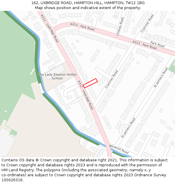 162, UXBRIDGE ROAD, HAMPTON HILL, HAMPTON, TW12 1BG: Location map and indicative extent of plot
