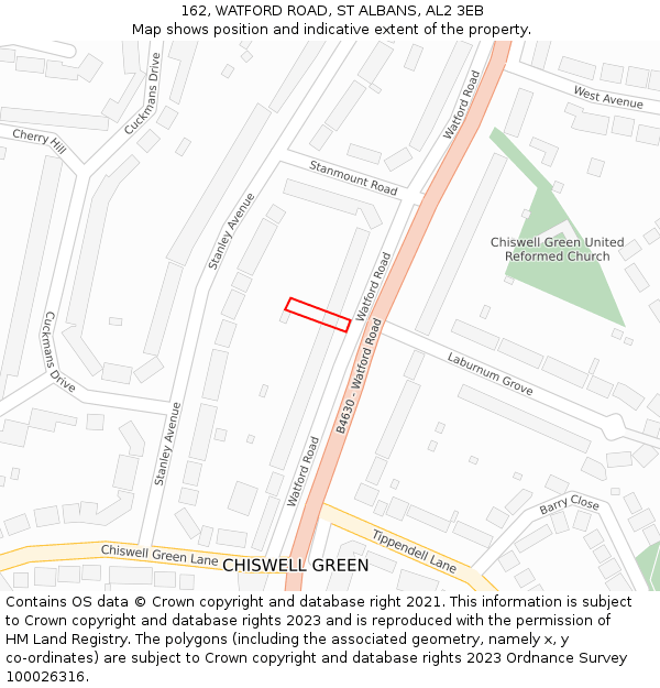 162, WATFORD ROAD, ST ALBANS, AL2 3EB: Location map and indicative extent of plot