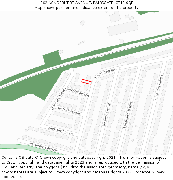 162, WINDERMERE AVENUE, RAMSGATE, CT11 0QB: Location map and indicative extent of plot
