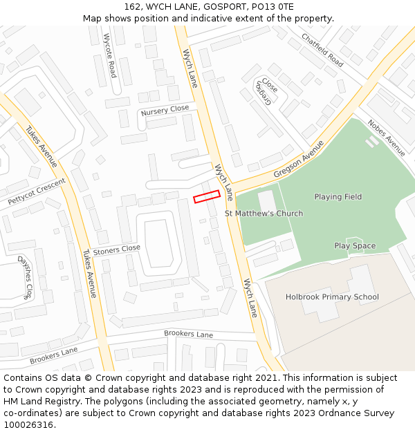 162, WYCH LANE, GOSPORT, PO13 0TE: Location map and indicative extent of plot