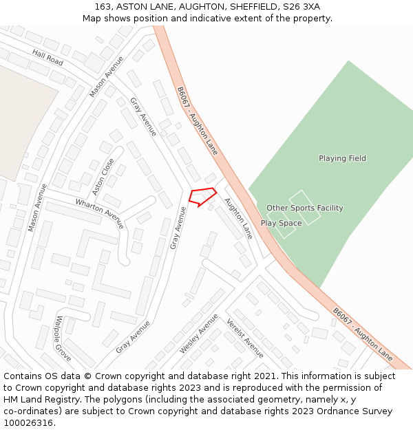 163, ASTON LANE, AUGHTON, SHEFFIELD, S26 3XA: Location map and indicative extent of plot