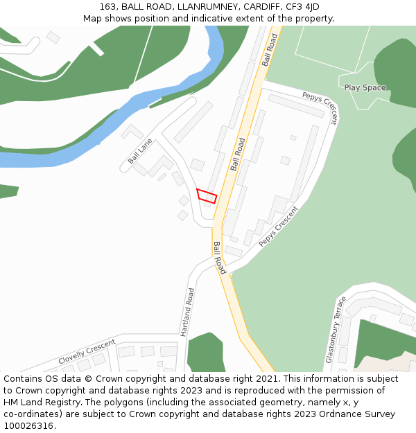 163, BALL ROAD, LLANRUMNEY, CARDIFF, CF3 4JD: Location map and indicative extent of plot