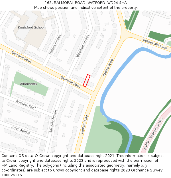 163, BALMORAL ROAD, WATFORD, WD24 4HA: Location map and indicative extent of plot