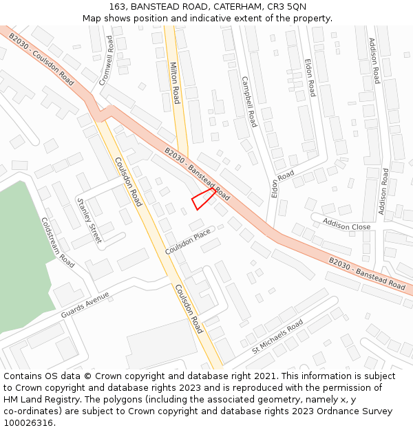 163, BANSTEAD ROAD, CATERHAM, CR3 5QN: Location map and indicative extent of plot