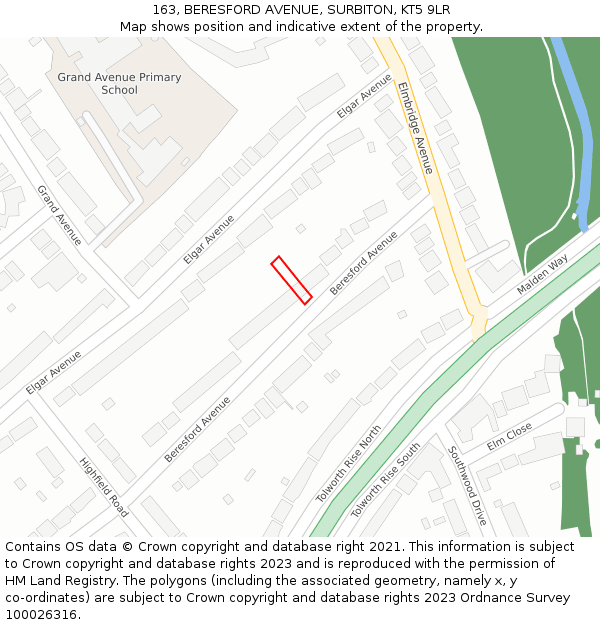 163, BERESFORD AVENUE, SURBITON, KT5 9LR: Location map and indicative extent of plot