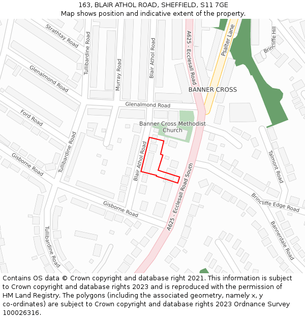 163, BLAIR ATHOL ROAD, SHEFFIELD, S11 7GE: Location map and indicative extent of plot