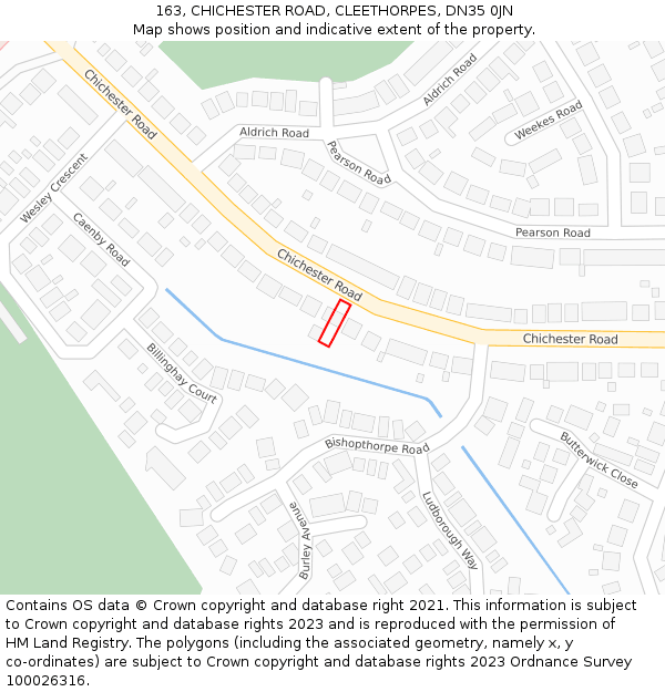 163, CHICHESTER ROAD, CLEETHORPES, DN35 0JN: Location map and indicative extent of plot