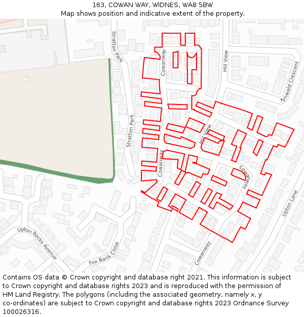 163, COWAN WAY, WIDNES, WA8 5BW: Location map and indicative extent of plot