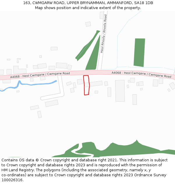 163, CWMGARW ROAD, UPPER BRYNAMMAN, AMMANFORD, SA18 1DB: Location map and indicative extent of plot