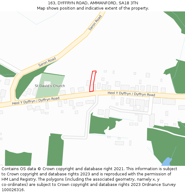 163, DYFFRYN ROAD, AMMANFORD, SA18 3TN: Location map and indicative extent of plot