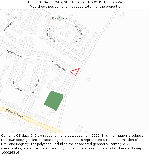 163, HIGHGATE ROAD, SILEBY, LOUGHBOROUGH, LE12 7PW: Location map and indicative extent of plot