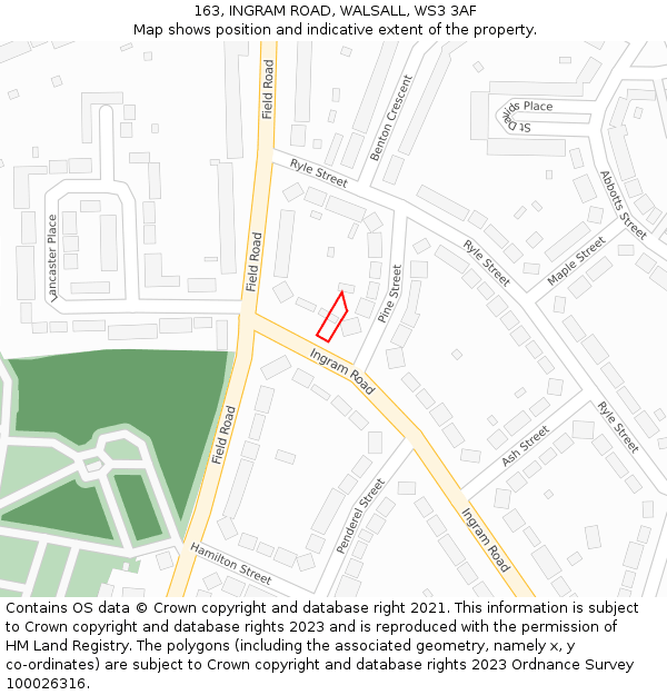 163, INGRAM ROAD, WALSALL, WS3 3AF: Location map and indicative extent of plot