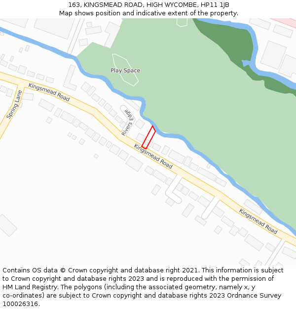 163, KINGSMEAD ROAD, HIGH WYCOMBE, HP11 1JB: Location map and indicative extent of plot