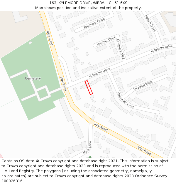 163, KYLEMORE DRIVE, WIRRAL, CH61 6XS: Location map and indicative extent of plot