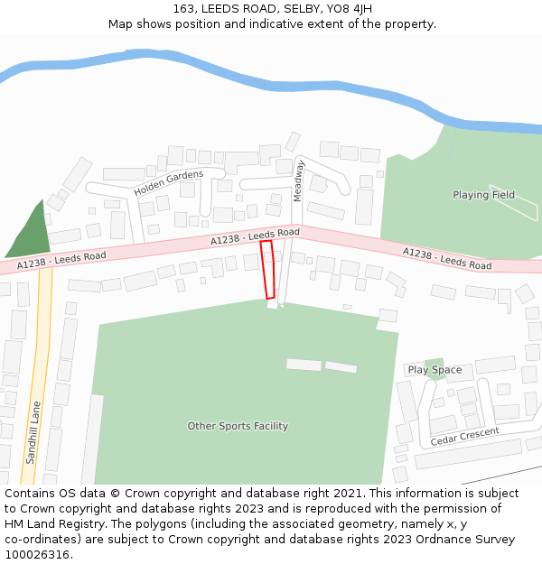 163, LEEDS ROAD, SELBY, YO8 4JH: Location map and indicative extent of plot