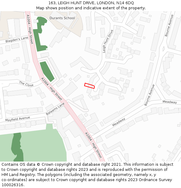 163, LEIGH HUNT DRIVE, LONDON, N14 6DQ: Location map and indicative extent of plot