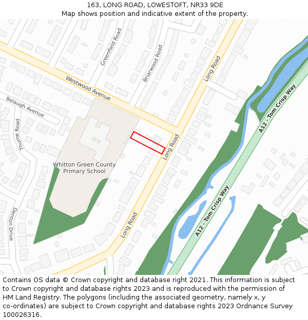 163, LONG ROAD, LOWESTOFT, NR33 9DE: Location map and indicative extent of plot