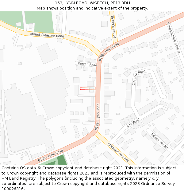 163, LYNN ROAD, WISBECH, PE13 3DH: Location map and indicative extent of plot